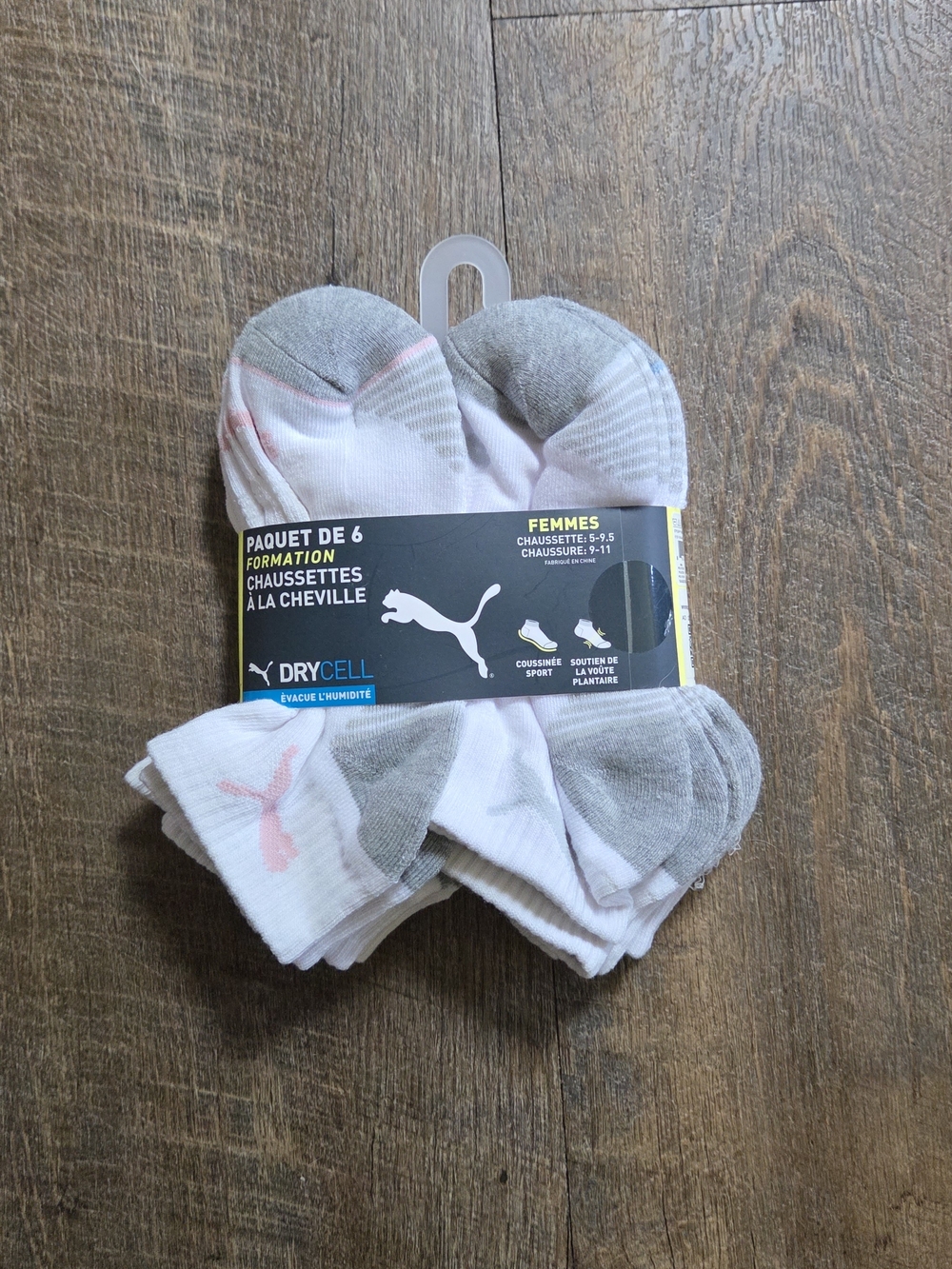 PUMA Women’s White & Gray Ankle Socks - 6 Pack